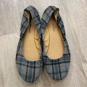 LUCKY BRAND Erin Plaid Ballet Flats - Gray/Blue Size 9.5